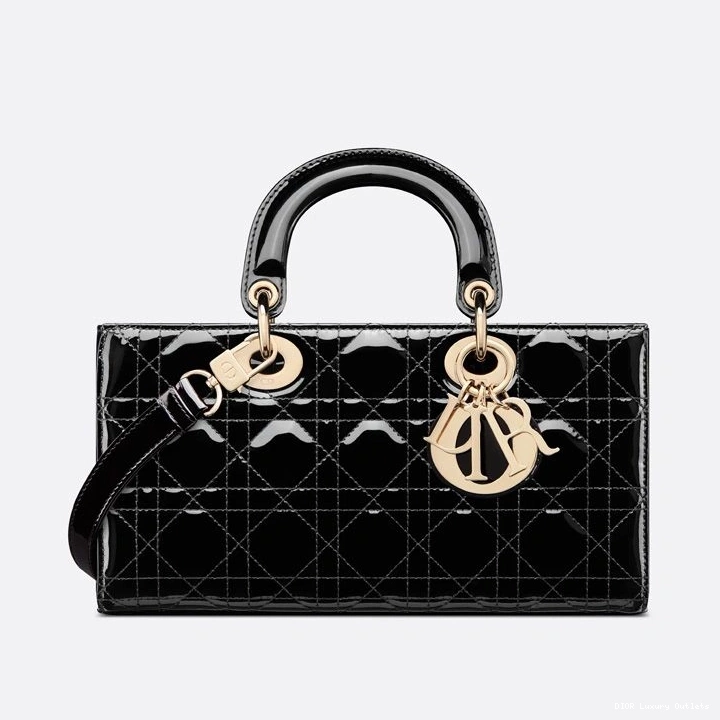 Cheap Lady D-Joy Medium Cannage Patent Calfskin Bag Black 0817 Luxury